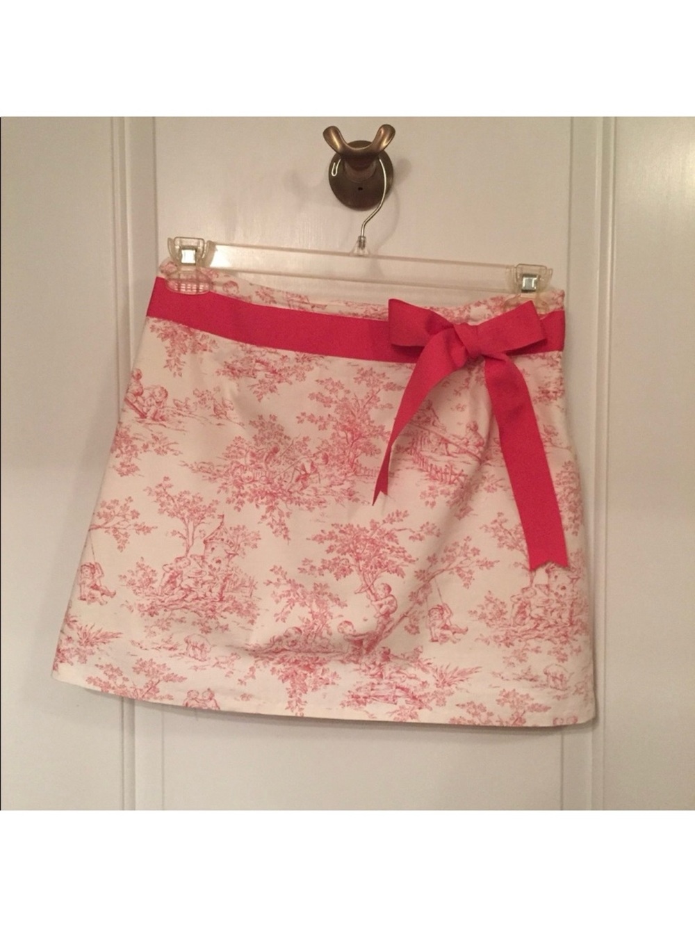 MOLLY B SKIRT MINI CREAM PINK TOILE PRINT Size 10 USA